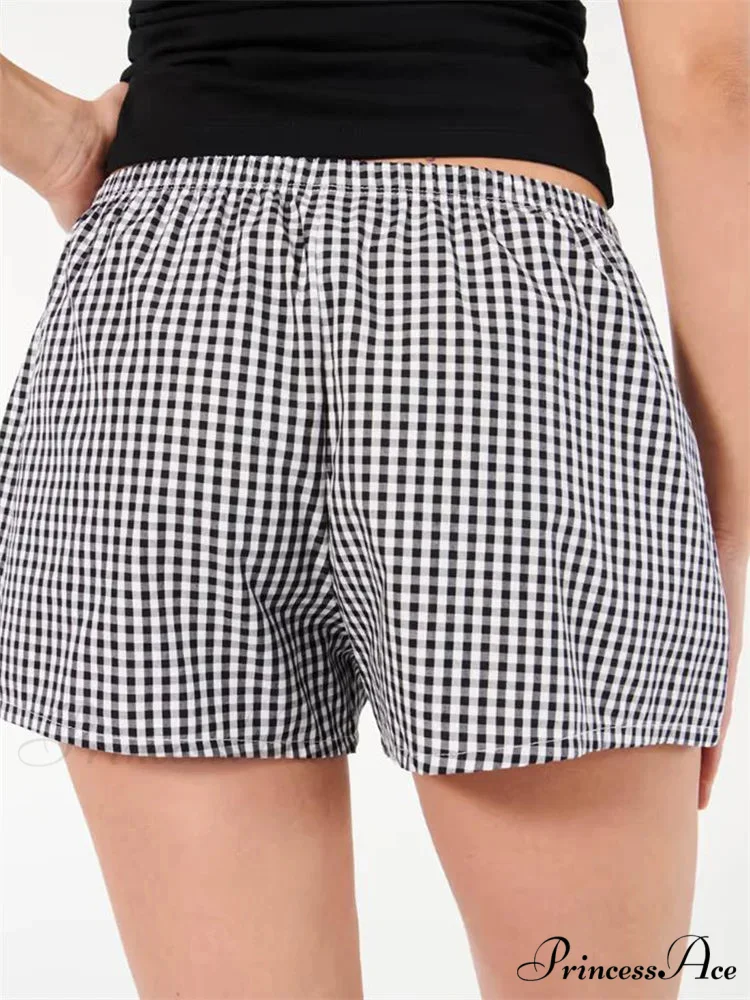Checkered Stretchy Waist Sleep Short - Image 3