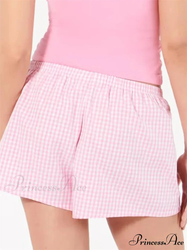 Checkered Stretchy Waist Sleep Short - Image 5