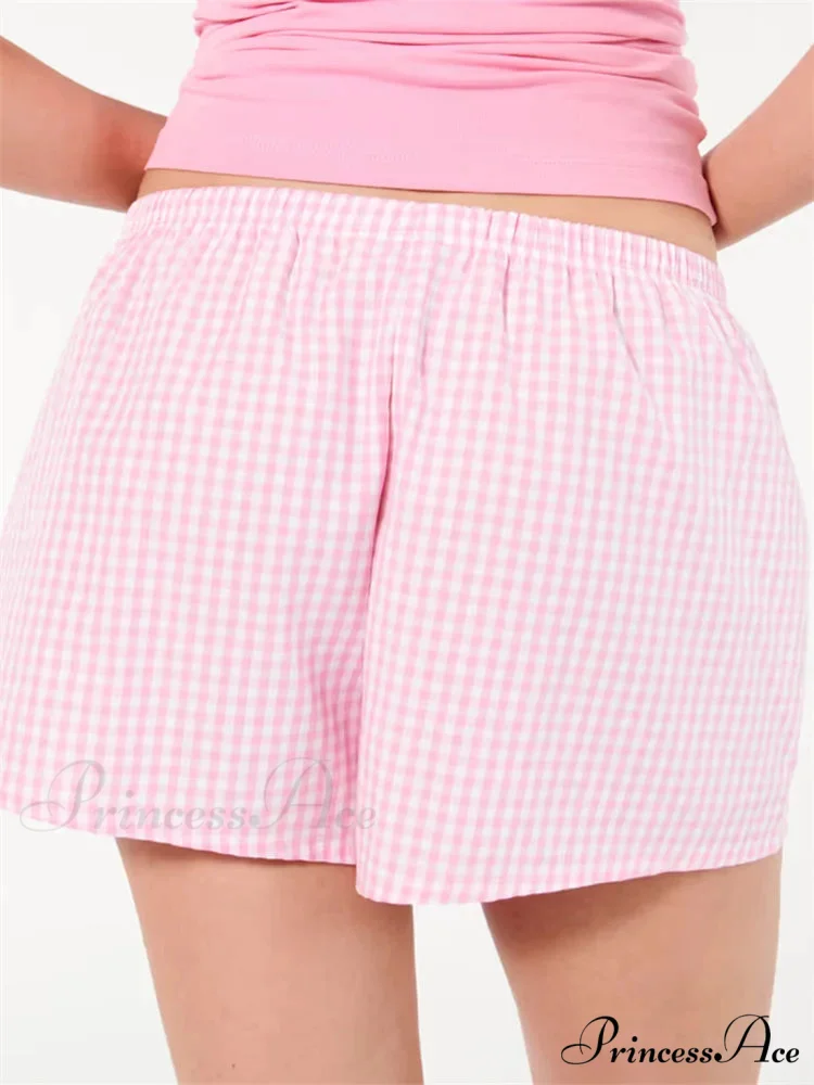 Checkered Stretchy Waist Sleep Short - Image 6