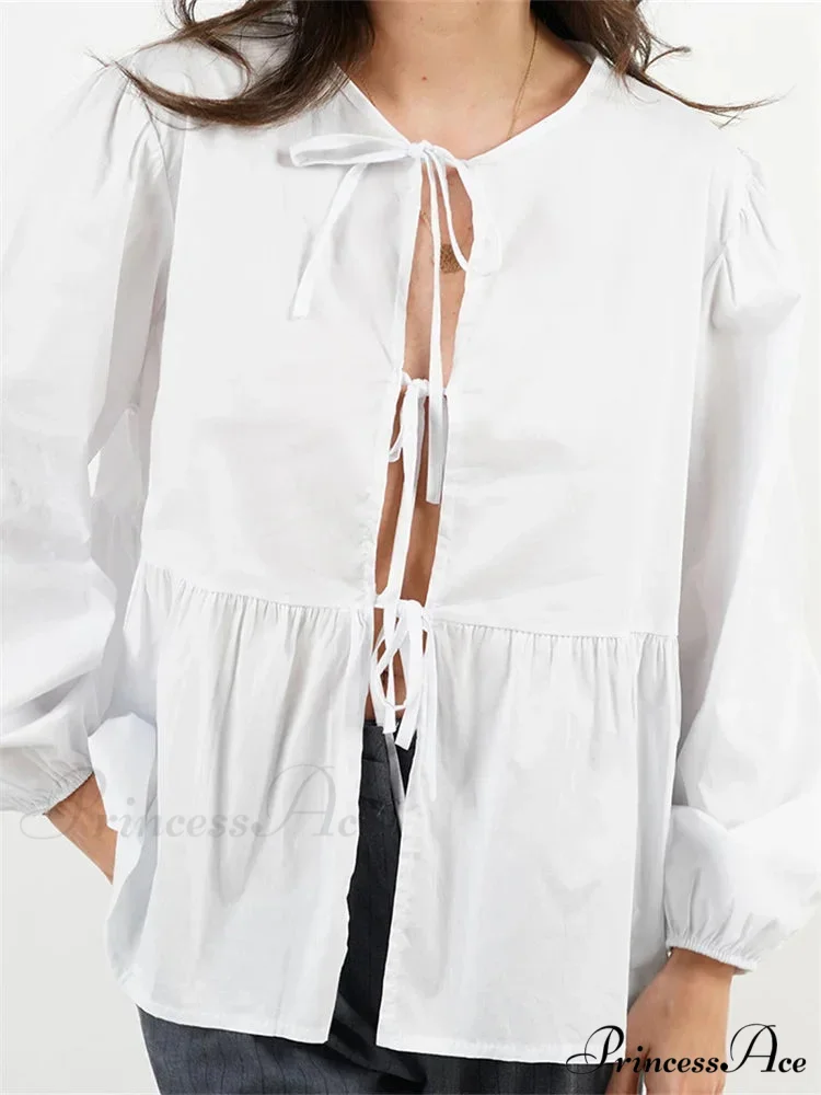 Checkered Stripe Front Fastened Long Sleeve Blouse - Image 6