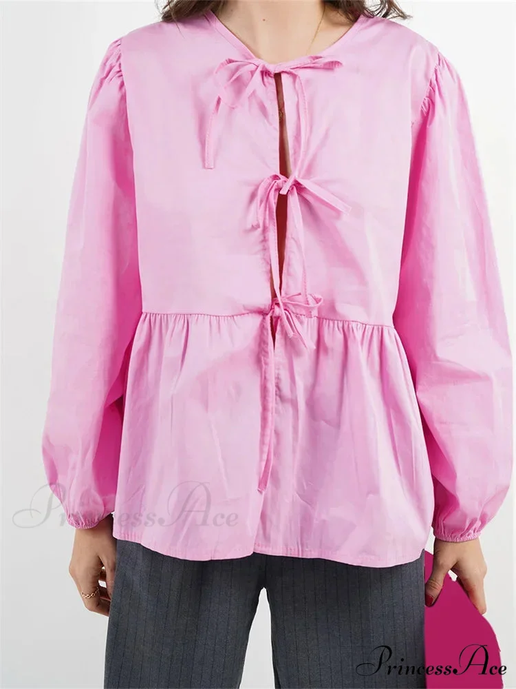 Checkered Stripe Front Fastened Long Sleeve Blouse - Image 8