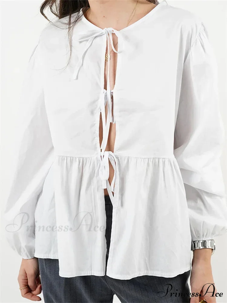 Checkered Stripe Front Fastened Long Sleeve Blouse - Image 9
