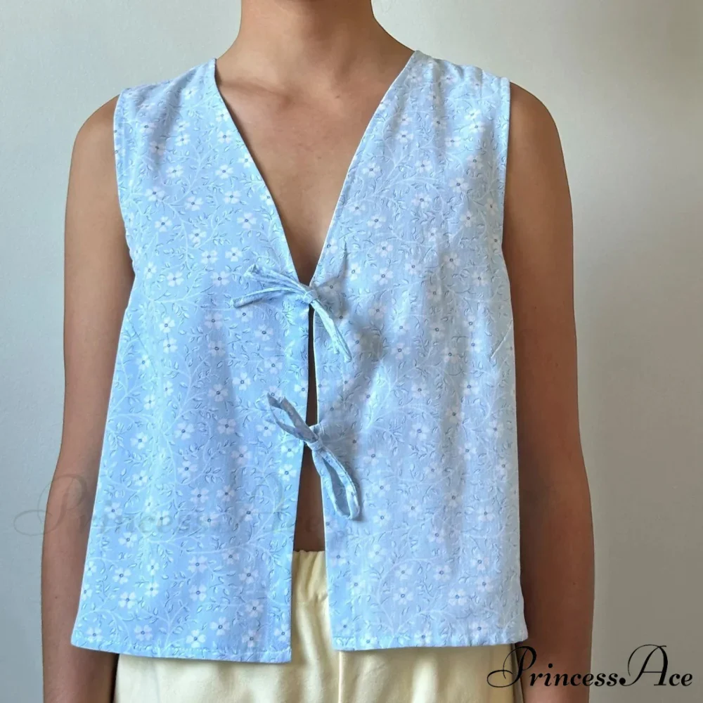 Checkered Tie Front Crop Top - Image 2