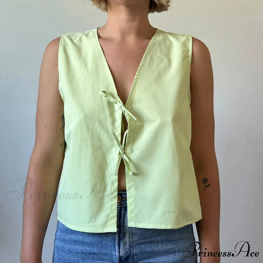 Checkered Tie Front Crop Top - Image 3