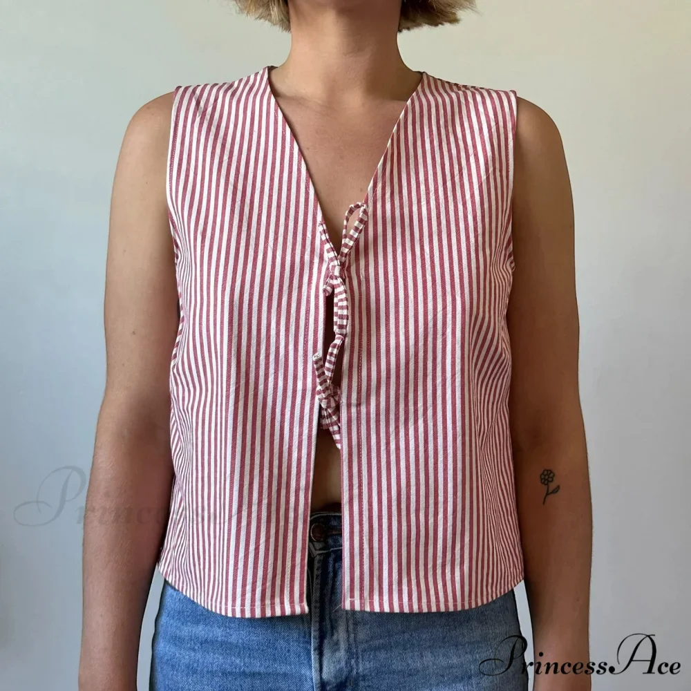 Checkered Tie Front Crop Top - Image 9