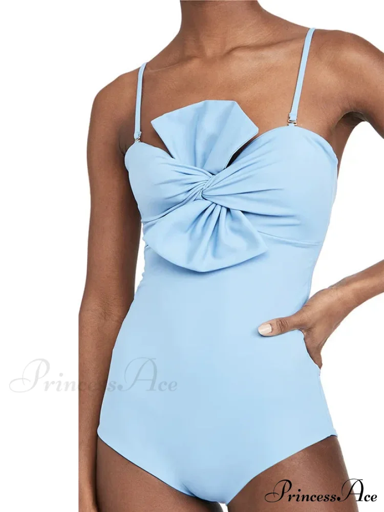 Chest Tie Halter One Piece Swimsuit - Image 2