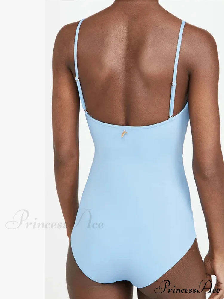 Chest Tie Halter One Piece Swimsuit - Image 3
