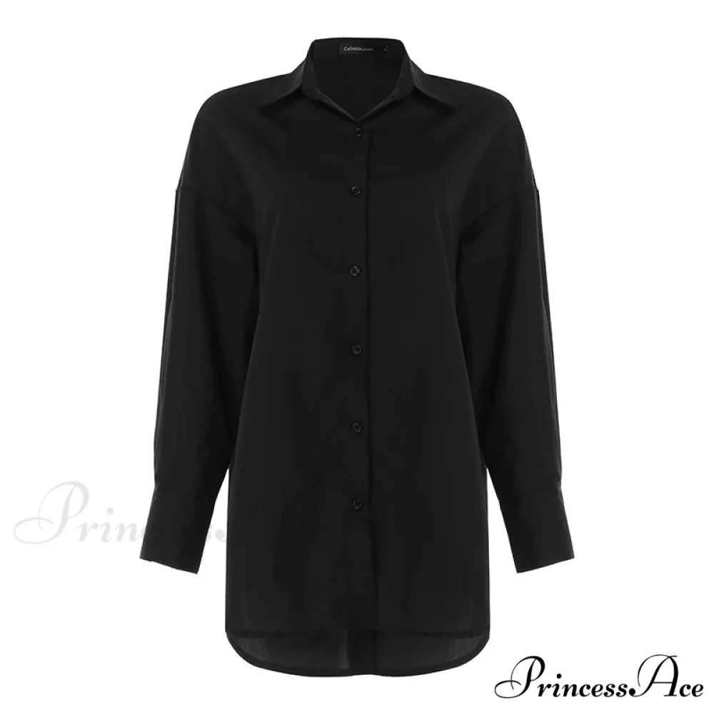 Chic Collar Solid Uneven Blouse - Image 5