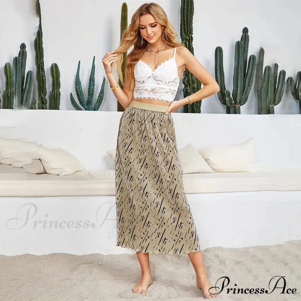 Chic Flower Patterned Tulle High Rise Flowy Umbrella Skirt - Image 4