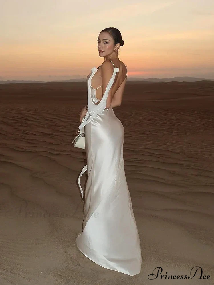 Chic Ivory Silk Long Holiday Gown - Image 7