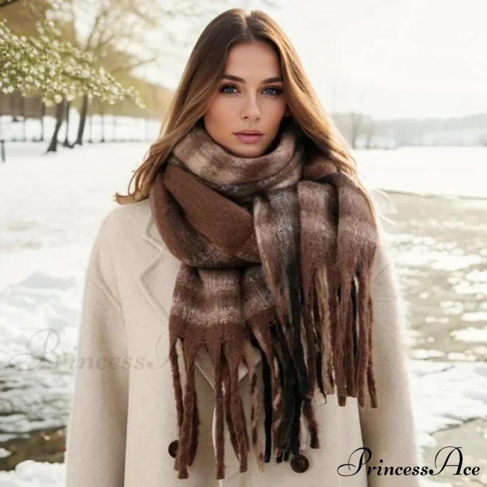 Chunky Banded Cashmere Journey Wrap Scarf - Image 11