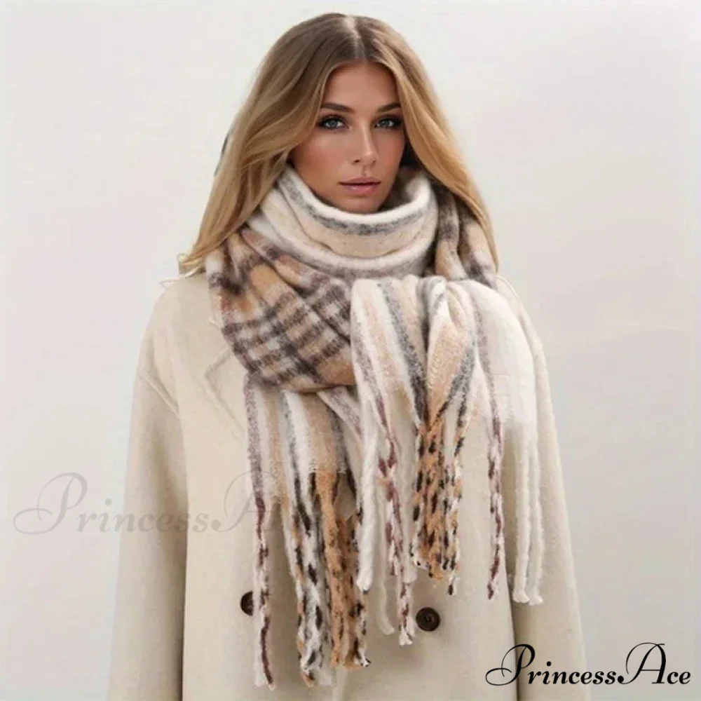 Chunky Banded Cashmere Journey Wrap Scarf - Image 14