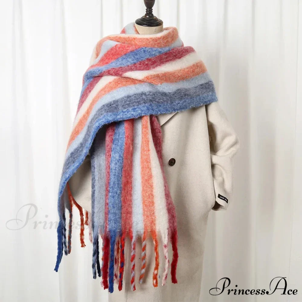 Chunky Banded Cashmere Journey Wrap Scarf - Image 17