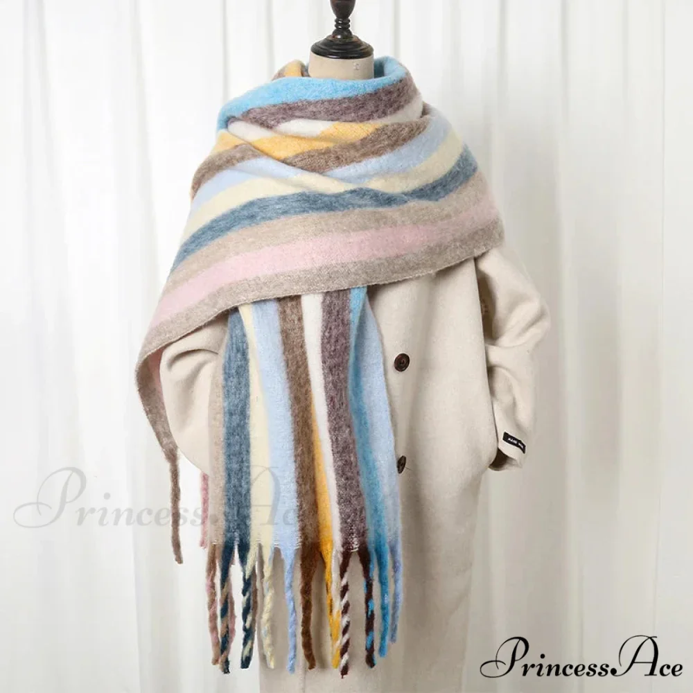 Chunky Banded Cashmere Journey Wrap Scarf - Image 18