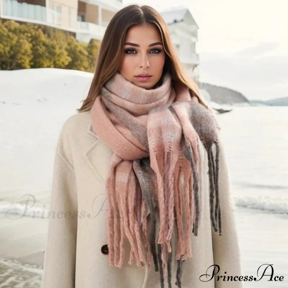 Chunky Banded Cashmere Journey Wrap Scarf - Image 8