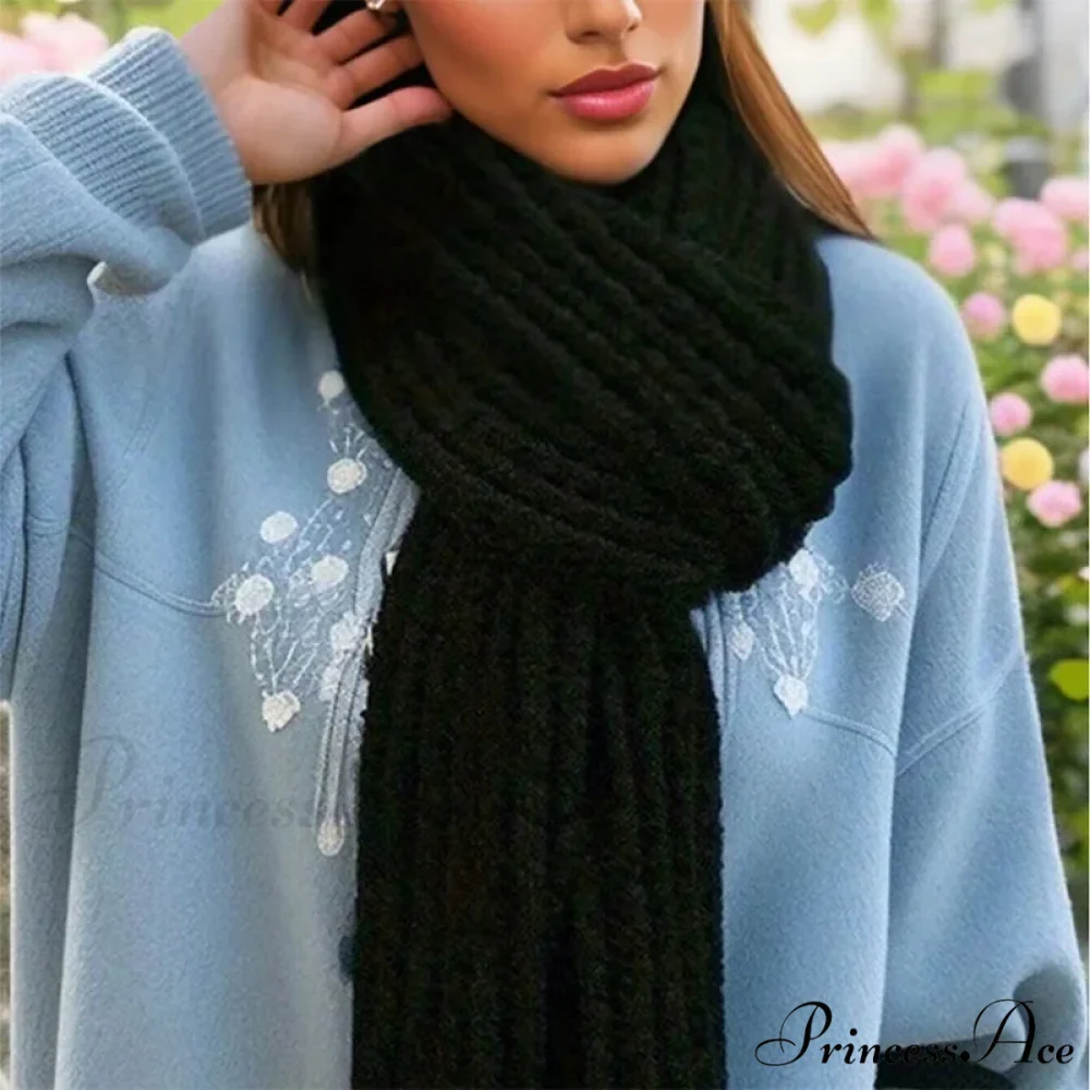 Chunky Knitted Cashmere Winter Scarf - Image 2