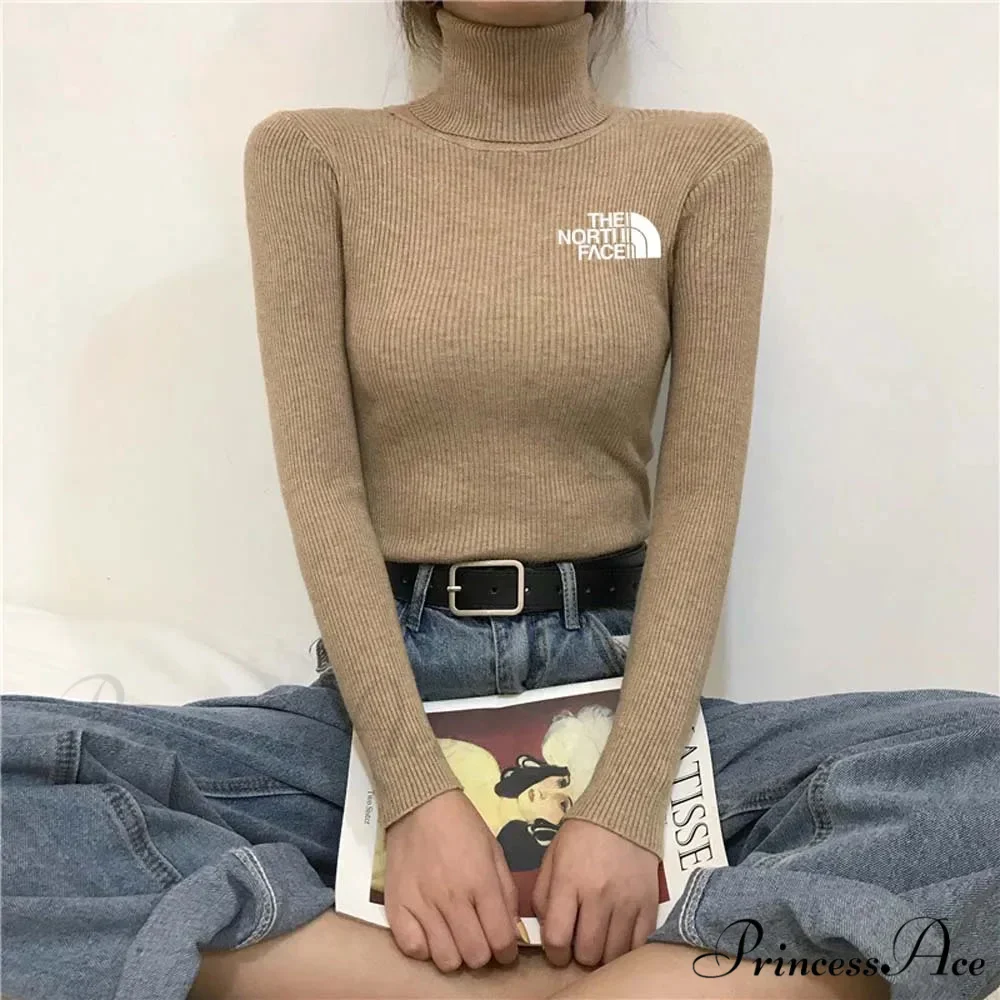 Chunky Ribbed Jumper Cotton Turtleneck Knit Pullover Top - Image 2