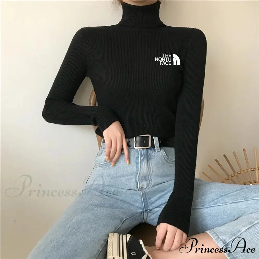 Chunky Ribbed Jumper Cotton Turtleneck Knit Pullover Top - Image 3
