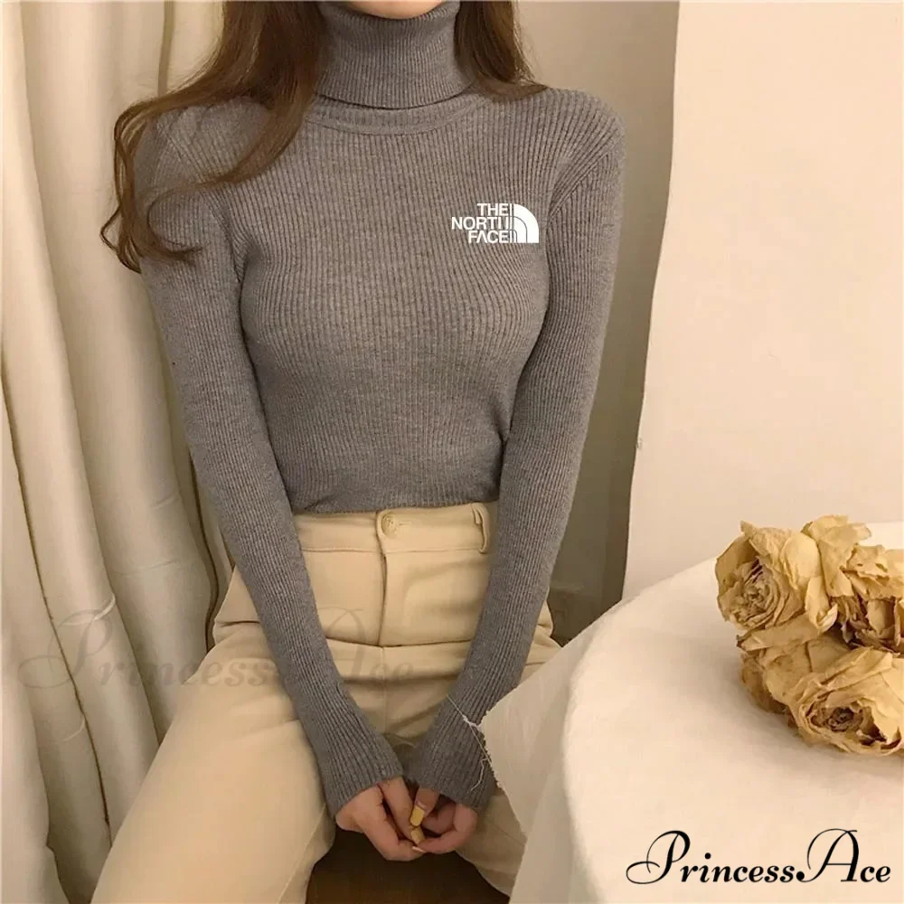 Chunky Ribbed Jumper Cotton Turtleneck Knit Pullover Top - Image 4