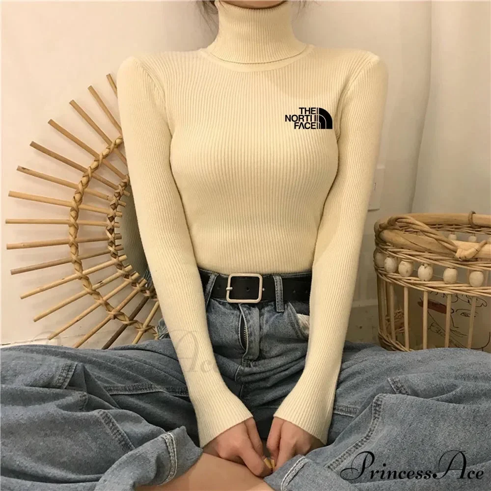 Chunky Ribbed Jumper Cotton Turtleneck Knit Pullover Top - Image 6