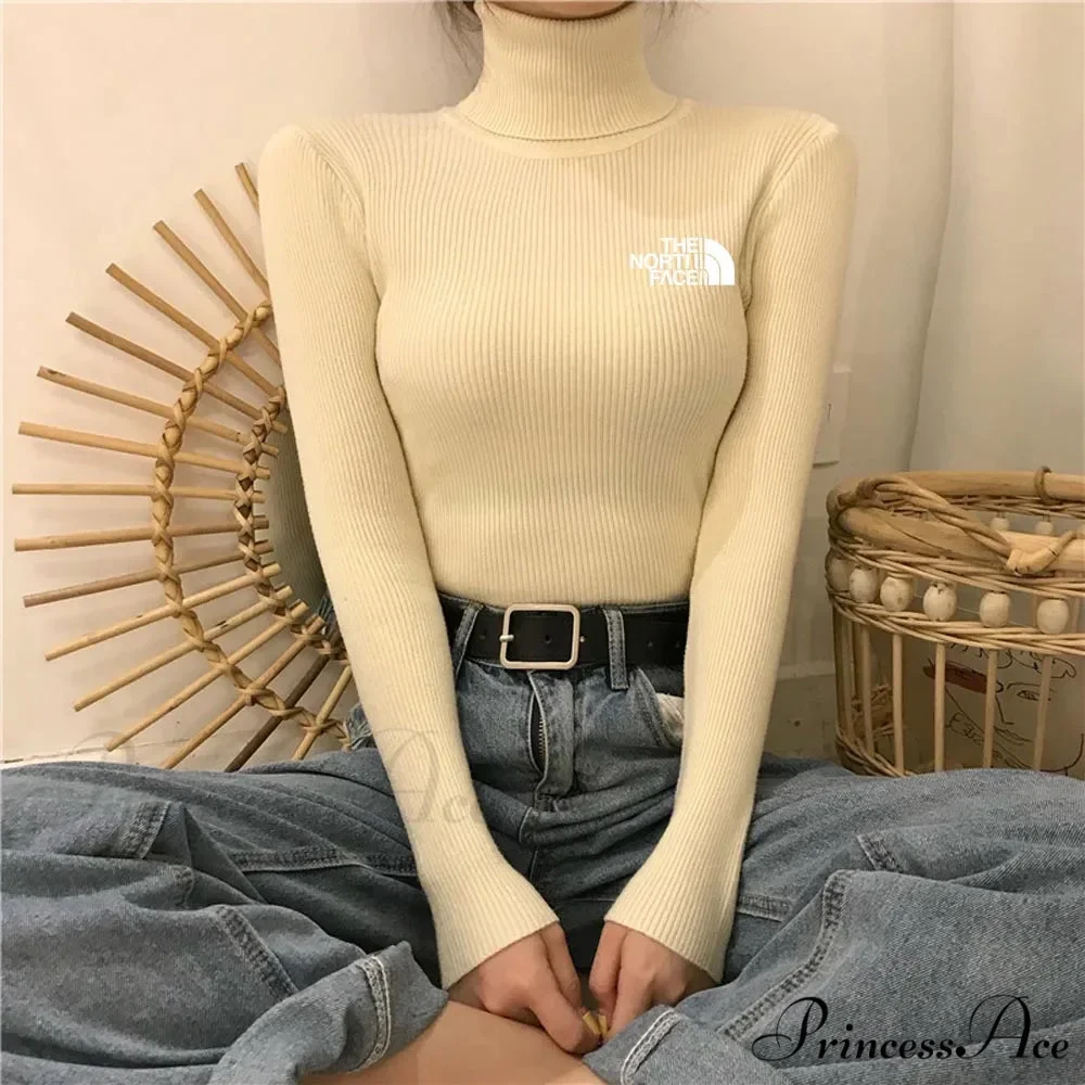 Chunky Ribbed Jumper Cotton Turtleneck Knit Pullover Top - Image 7