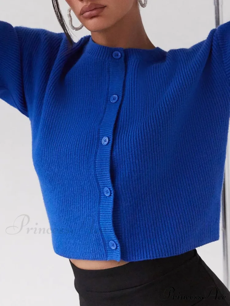 Circular Neck Button-Up Extended Sleeve Cardigan - Image 8