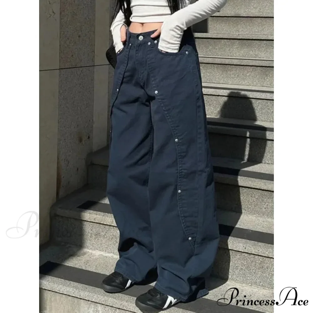 Clean Patchwork Turn of the Century Women Denim Trousers - Image 2
