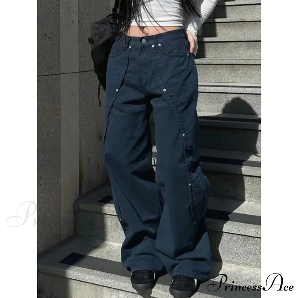 Clean Patchwork Turn of the Century Women Denim Trousers - Image 3