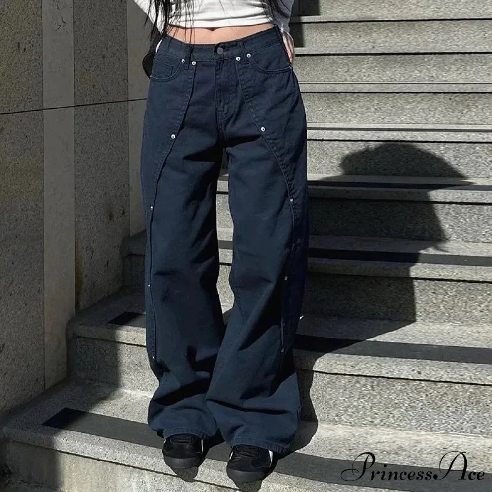 Clean Patchwork Turn of the Century Women Denim Trousers - Image 6