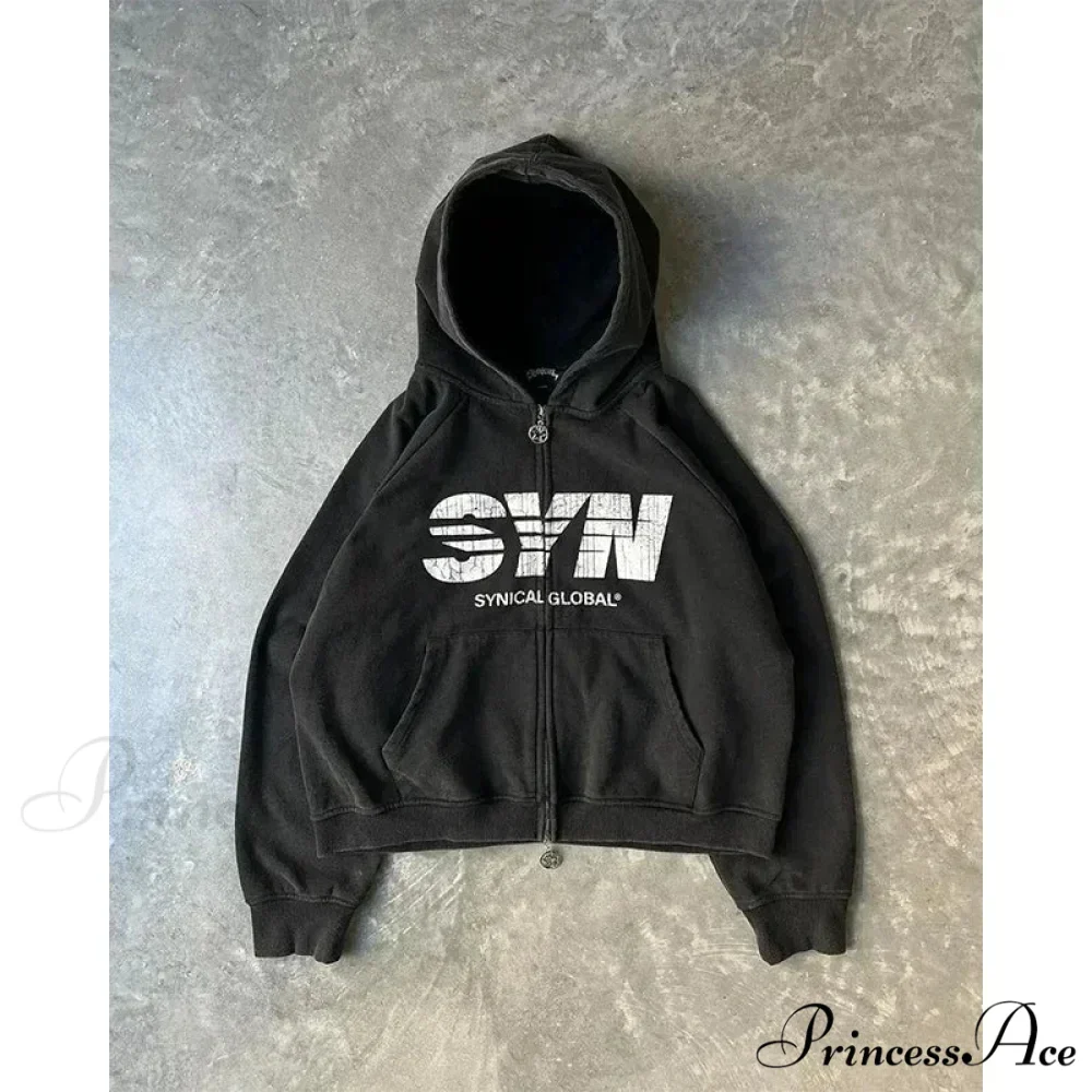 Cleaned Medieval Letter Zipper Hoodie - Image 13