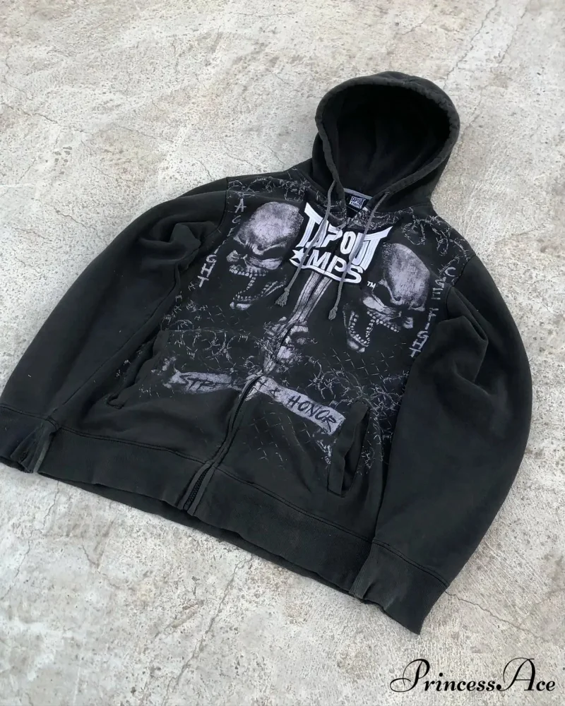 Cleaned Medieval Letter Zipper Hoodie - Image 2
