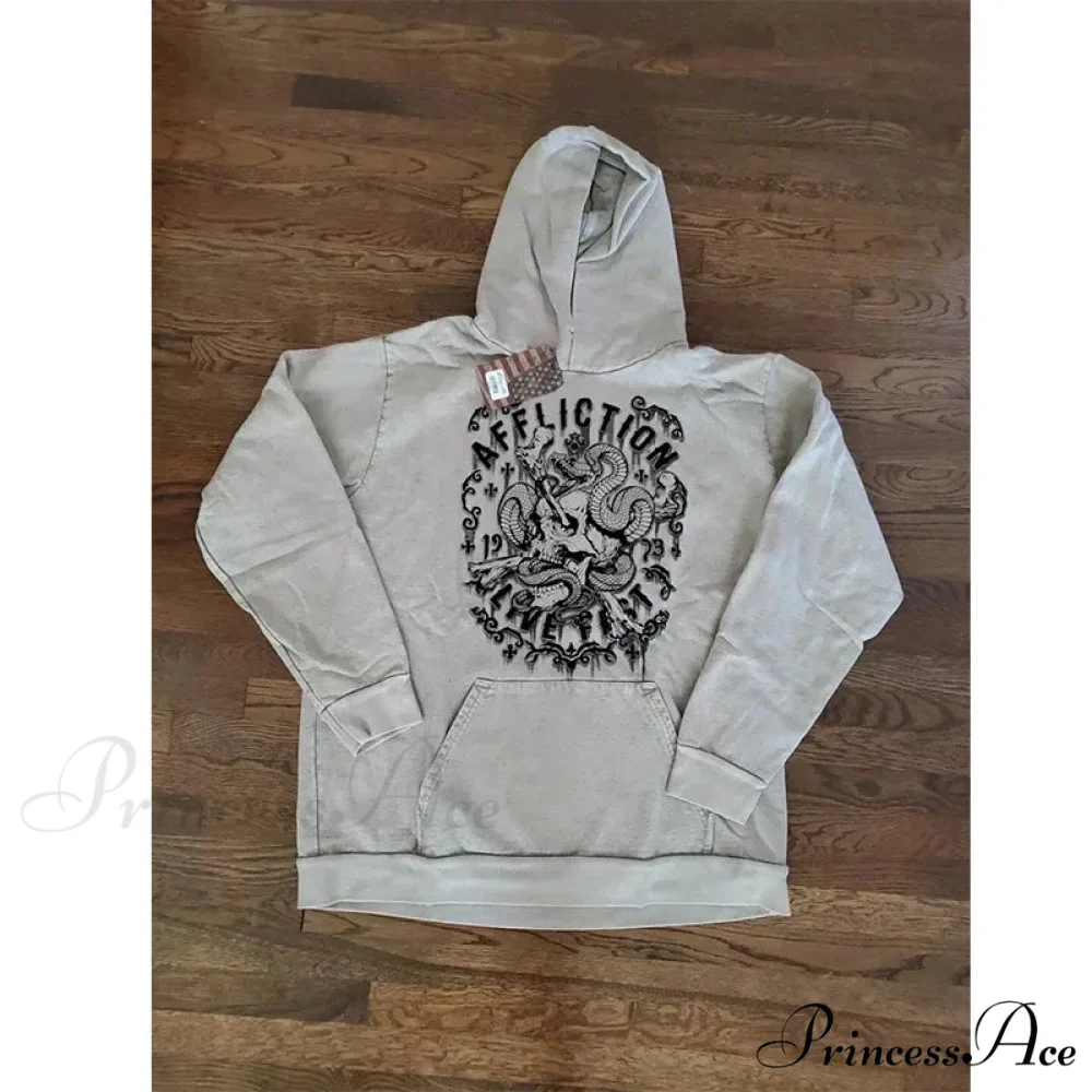 Cleaned Medieval Letter Zipper Hoodie - Image 9