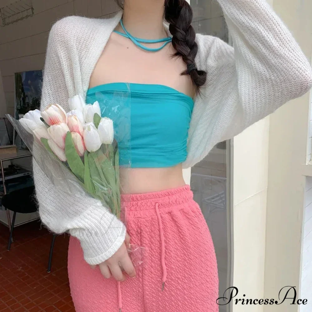 Clear Sun Protection Open Front Cropped Knit Cardigan - Image 4