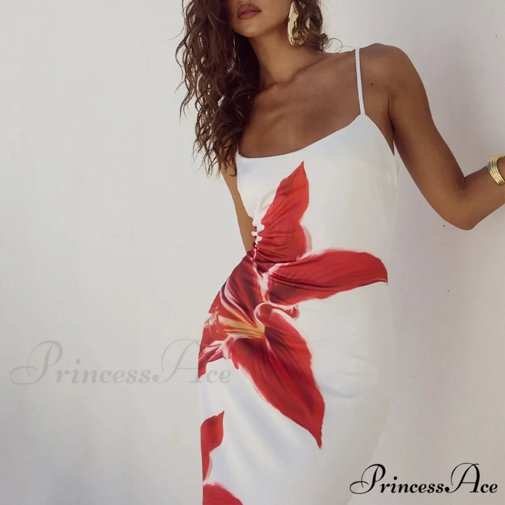Cocktail Bodycon Flower Print Split Summer Streetwear Flower Dress - Image 3