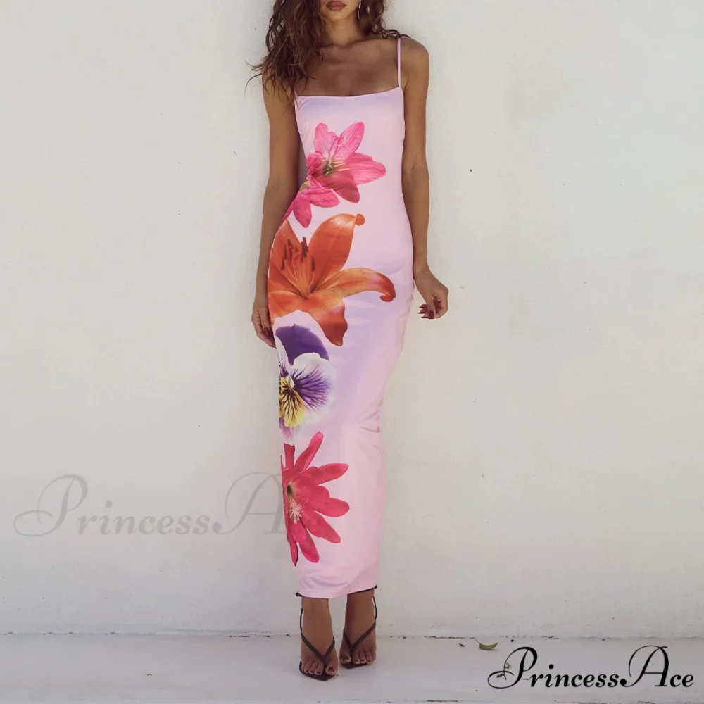 Cocktail Bodycon Flower Print Split Summer Streetwear Flower Dress - Image 4