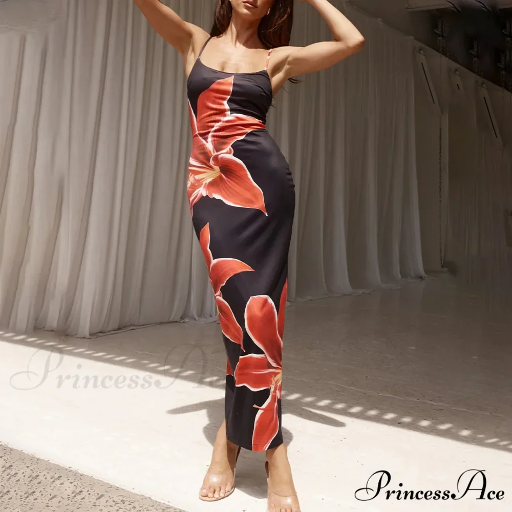 Cocktail Bodycon Flower Print Split Summer Streetwear Flower Dress - Image 6
