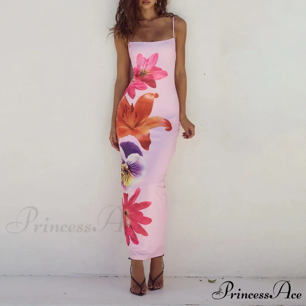 Cocktail Bodycon Flower Print Split Summer Streetwear Flower Dress - Image 8