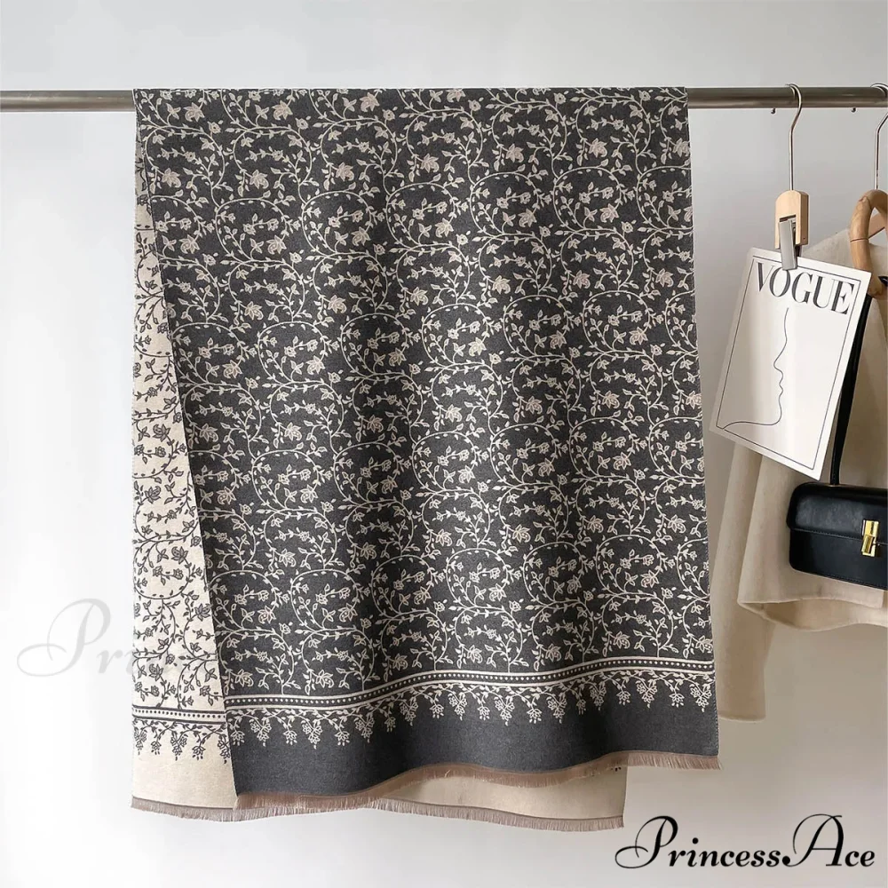 Cold Cashmere Flower Pattern Pashmina Scarf - Image 5