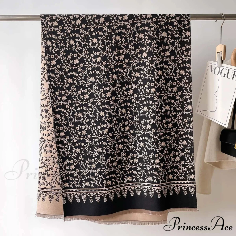 Cold Cashmere Flower Pattern Pashmina Scarf - Image 6