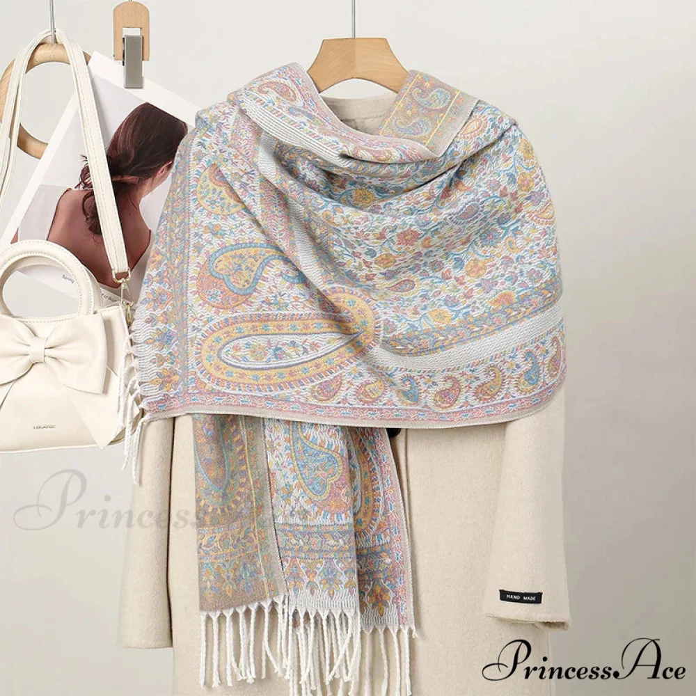 Cold Paisley Cashmere Pashmina Scarf - Image 2