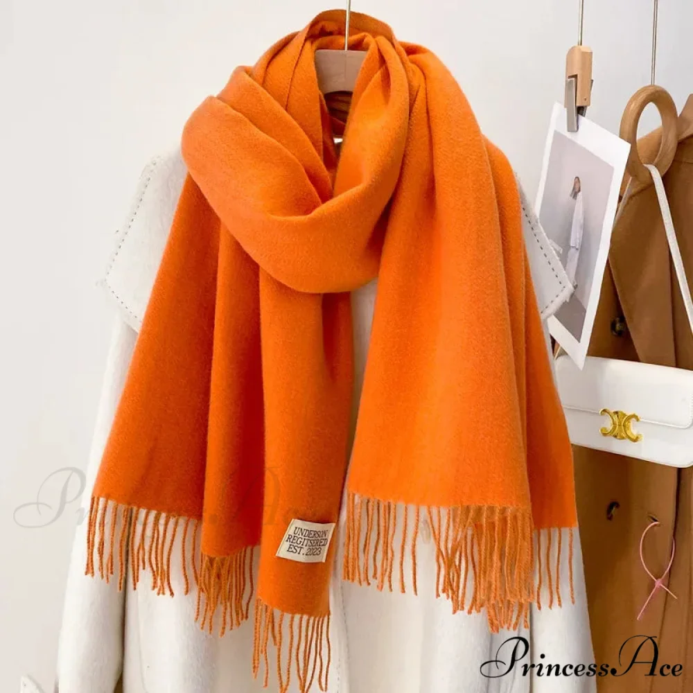 Cold Poncho Wrap Plain Pattern Cashmere Scarf - Image 13