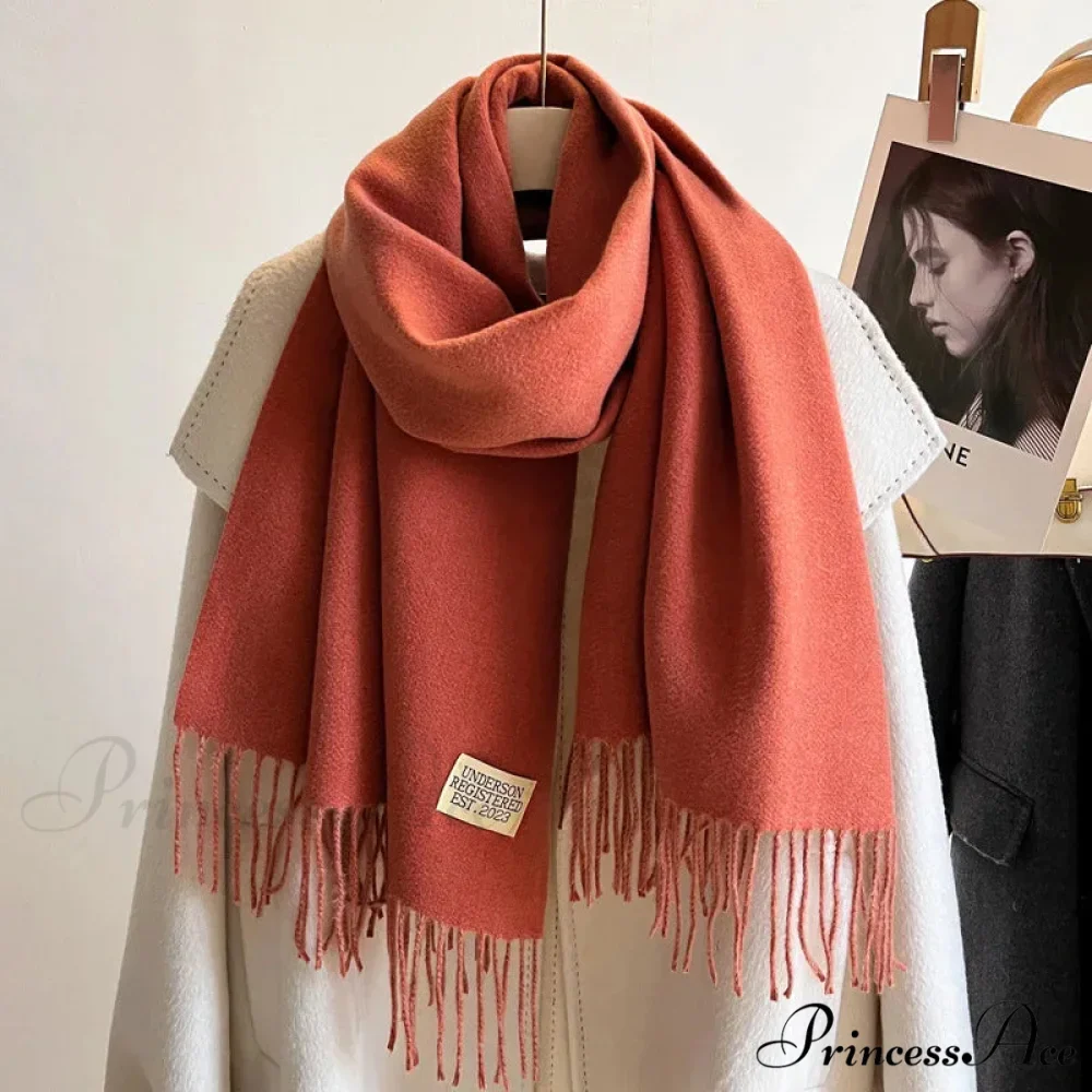 Cold Poncho Wrap Plain Pattern Cashmere Scarf - Image 15