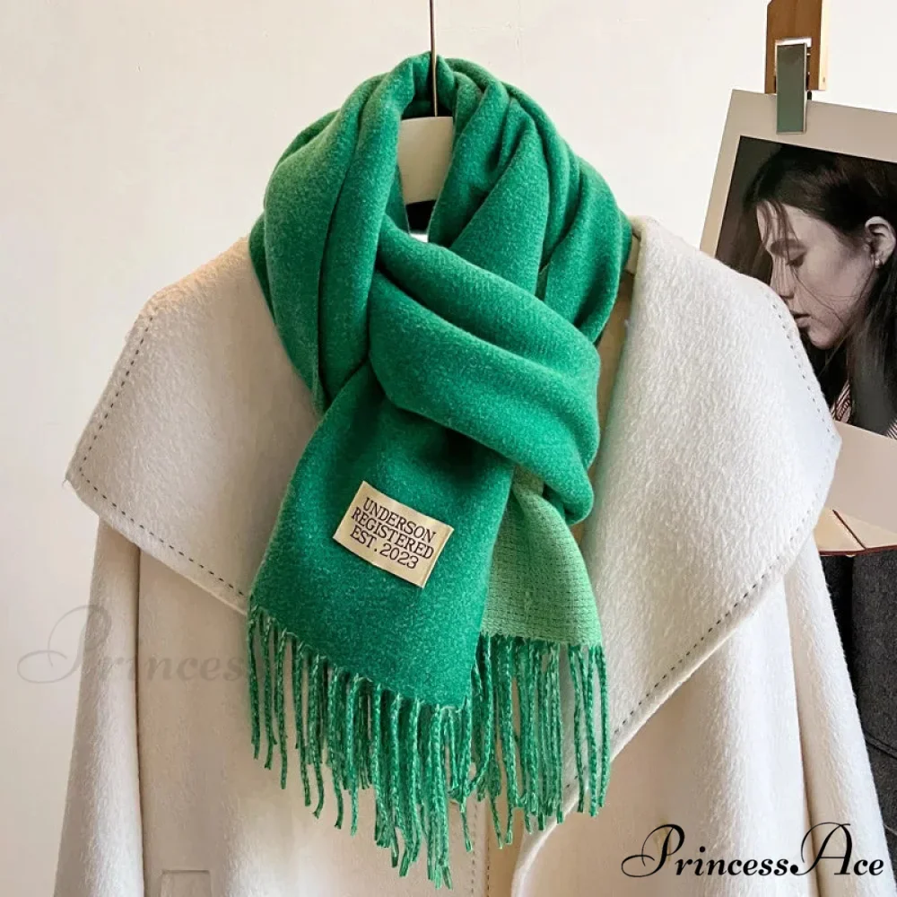 Cold Poncho Wrap Plain Pattern Cashmere Scarf - Image 20
