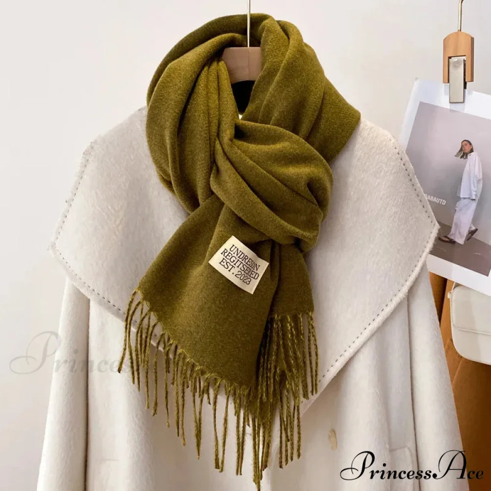 Cold Poncho Wrap Plain Pattern Cashmere Scarf - Image 23