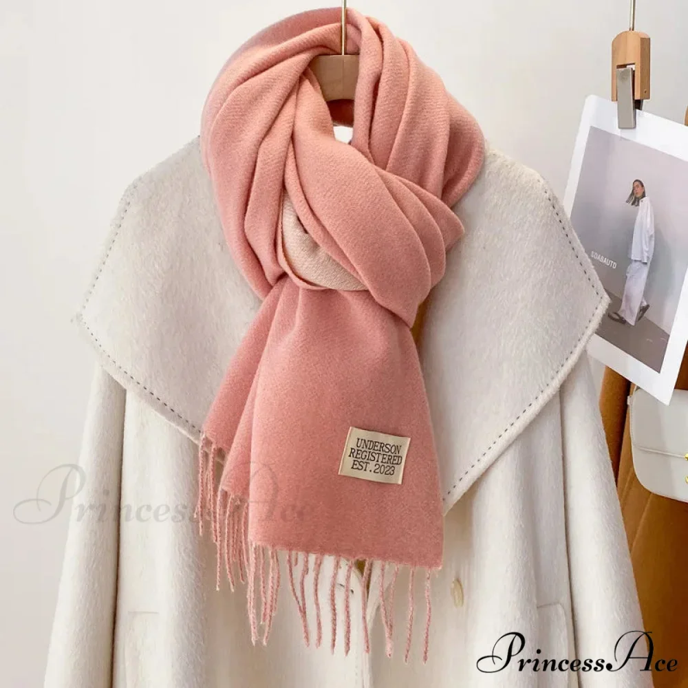 Cold Poncho Wrap Plain Pattern Cashmere Scarf - Image 4