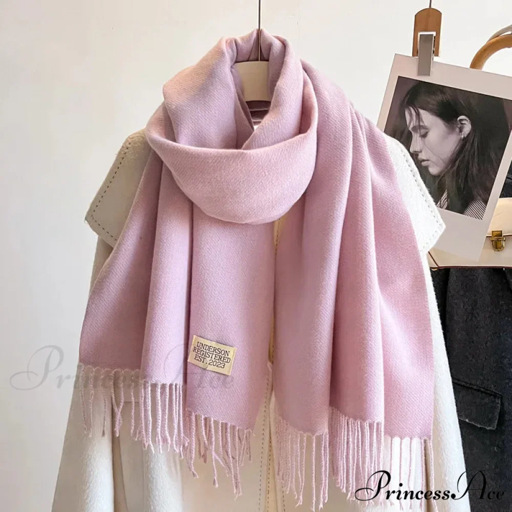 Cold Poncho Wrap Plain Pattern Cashmere Scarf - Image 5