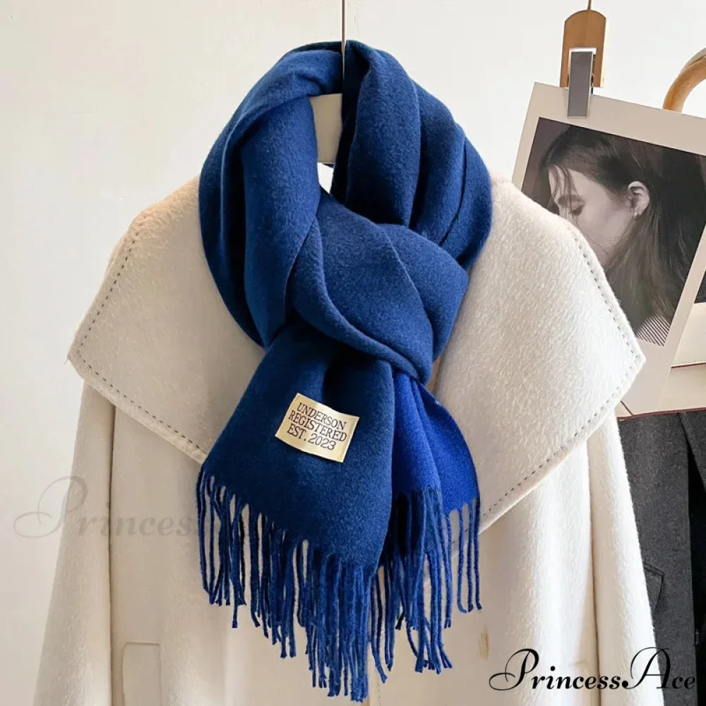 Cold Poncho Wrap Plain Pattern Cashmere Scarf - Image 8