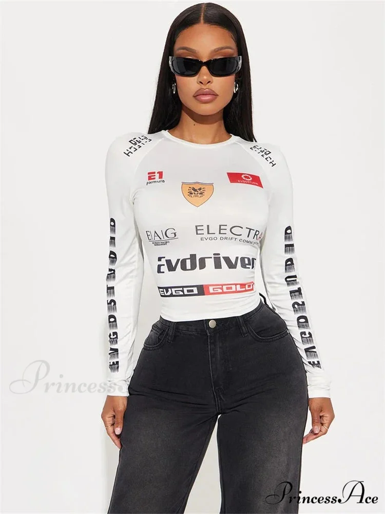 Cold Weather Engine Style Letter Print Cyber Slim Knit Top - Image 6