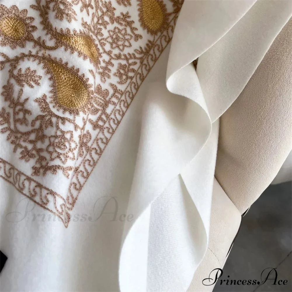 Cold Weather Soft Wool Embroidered Scarf - Image 4