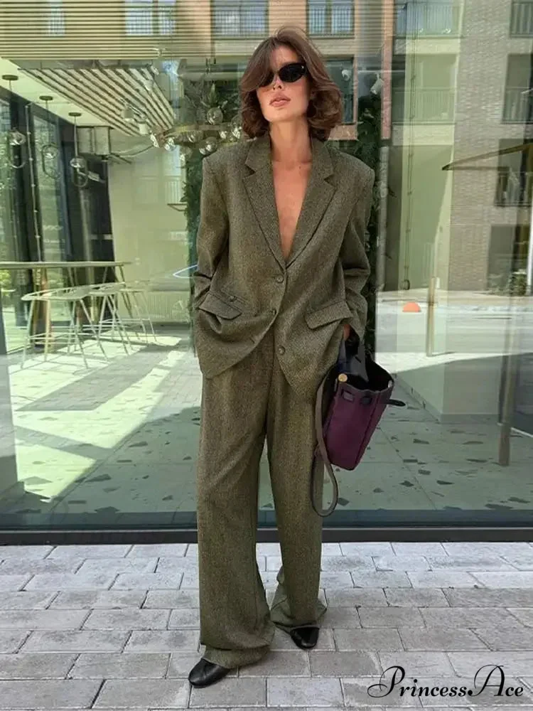 Collar Blazer Lengthy Sleeve Pants Office Two Piece Set - Image 3